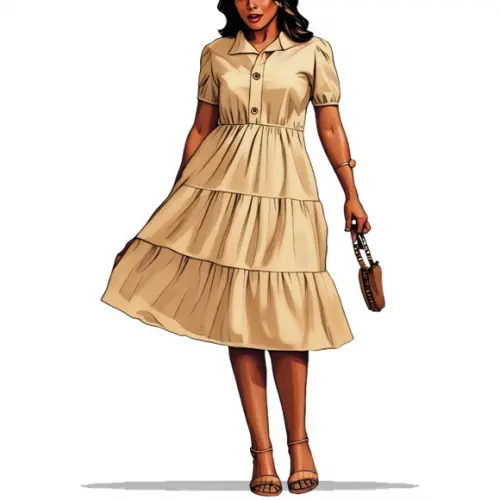(molde em Pdf) Vestido Manga Curta 3 Marias com Gola P ao Gg