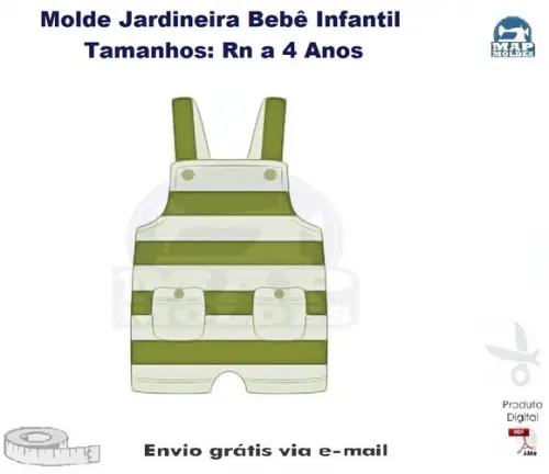 Jardineira Bebê Infantil Rn a 4 Anos (molde)