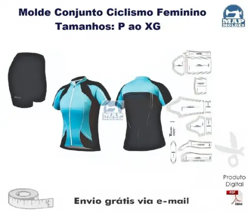 Conjunto Ciclismo Feminino Camisa e Short Ciclista Digital