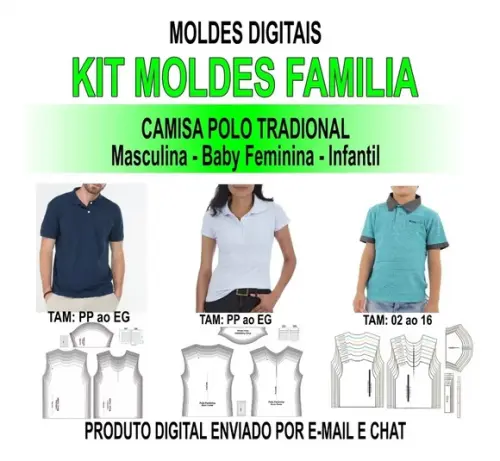 Kit Camisa Polo Masc/fem/infantil