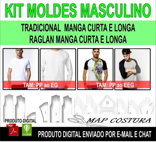Kit Moldes Camisetas Tradicional/raglan Manga Curta/longa