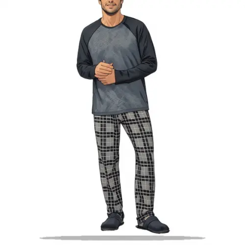 Modelagem Digital em pdf de Conj Pijama Raglan Masc Pp - Xxg