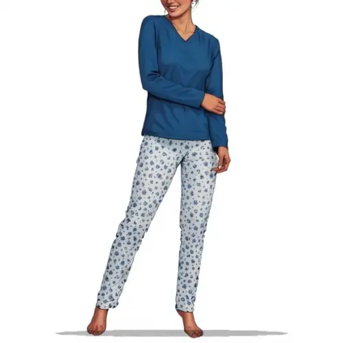 Modelagem em pdf de Pijama Inverno Adulto Fem Gola V Pp - Xg