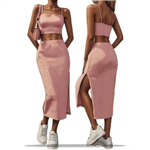 Modelagem em pdf de Top com Alça + Saia com Fenda P ao Gg