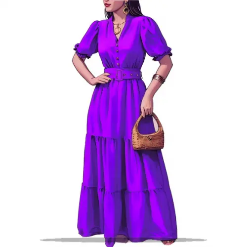 Modelagem em pdf de Vestido Babados e Decote Botoes Pp - Xxg