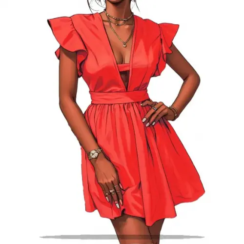 Modelagem em pdf de Vestido Decote em V Detalhe Ombro Pp-xxg