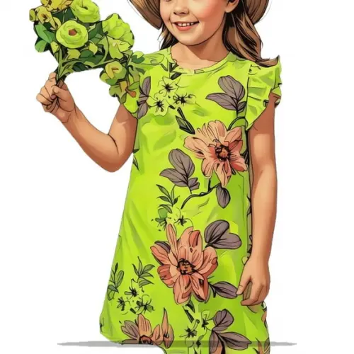 Modelagem em pdf de Vestido Inf Babado nos Ombros 4 ao 14