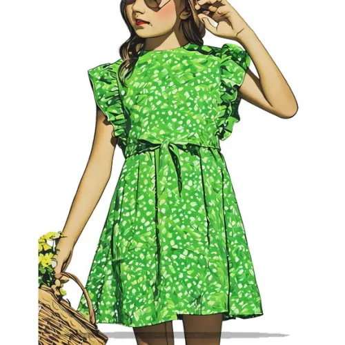 Modelagem em pdf de Vestido Inf com Babado na Manga 2 ao 14