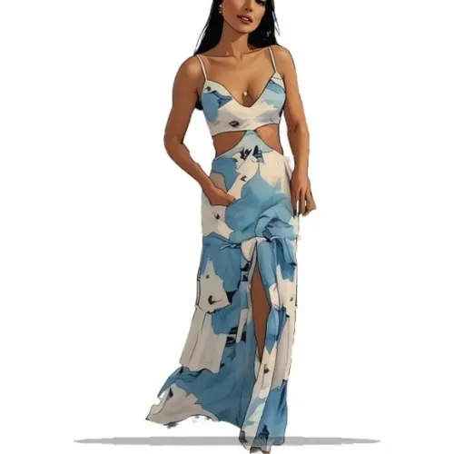 Modelagem em pdf de Vestido Longo Verão Aberto Frente P-xxg