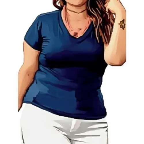 Molde Baby Look Feminina Plus Size Gola V