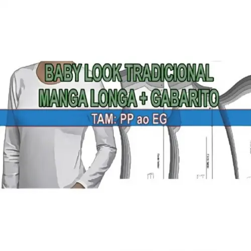 Molde Baby Look Feminina Manga Longa Pp ao Gg