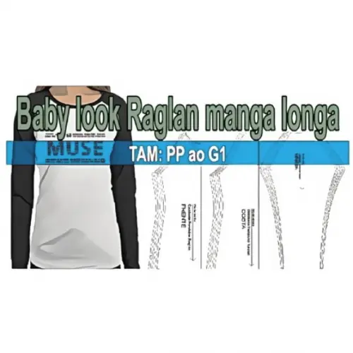 Molde Baby Look Raglan Manga Longa
