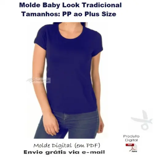 Molde Baby Look Tradicional Pp A Plus Size #316