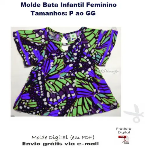 Molde Bata Infantil Feminino P ao GG #362