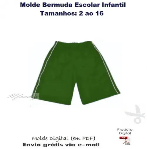 Molde Bermuda Escolar Infantil 2 ao 16 #342