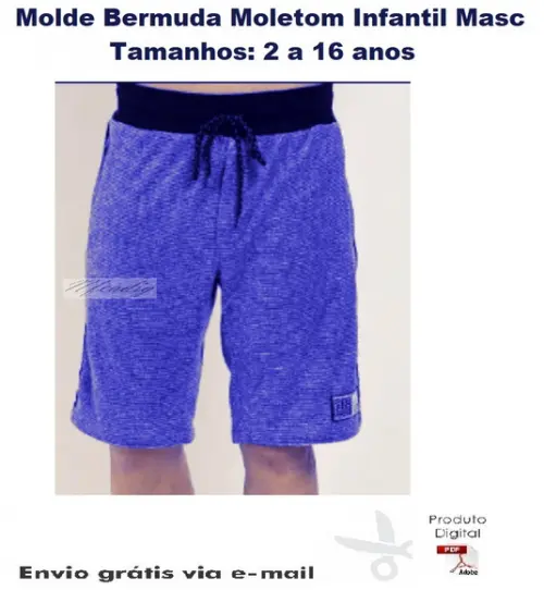 Molde Bermuda Moletom Infantil Masculina #151