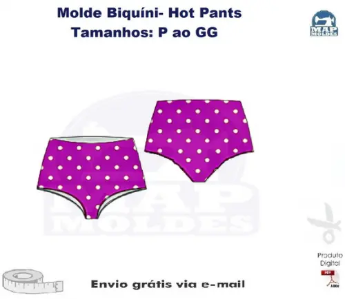 Molde Biquíni- Hot Pants do P ao Gg