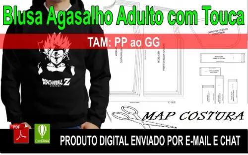 Molde Blusa Agasalho Moletom Adulto com Touca