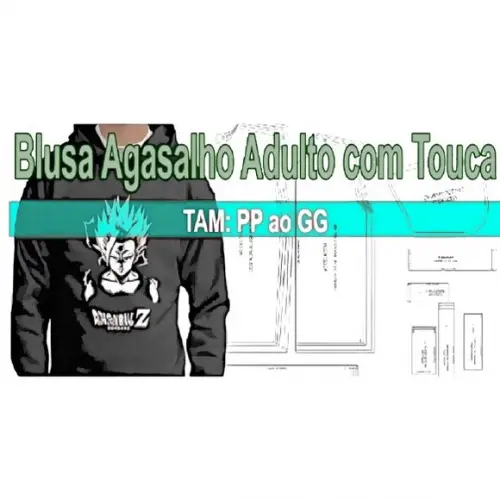 Molde Blusa Agasalho Moletom Adulto com Touca Pp ao Gg