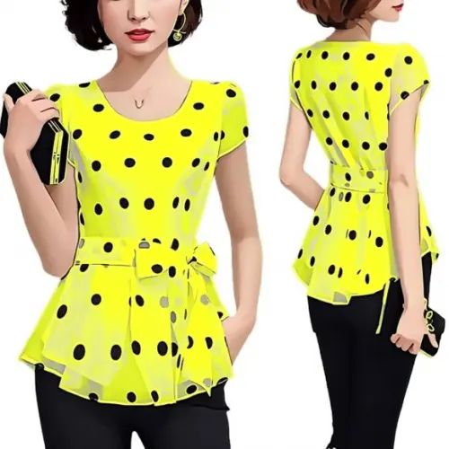 Molde Blusa Feminina Manga Curta Laço na Cintura 36 ao 46