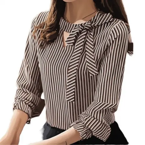 Molde Blusa Manga Longa Feminina com Laço na Gola