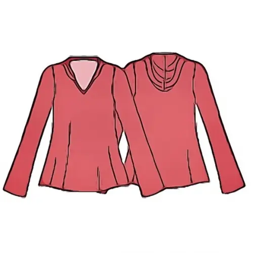 Molde Blusa Manga Longa com Capuz em pdf P ao Gg
