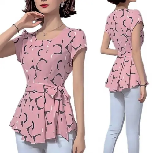Molde Blusa Manga Curta com Laço na Cintura 38 ao 46