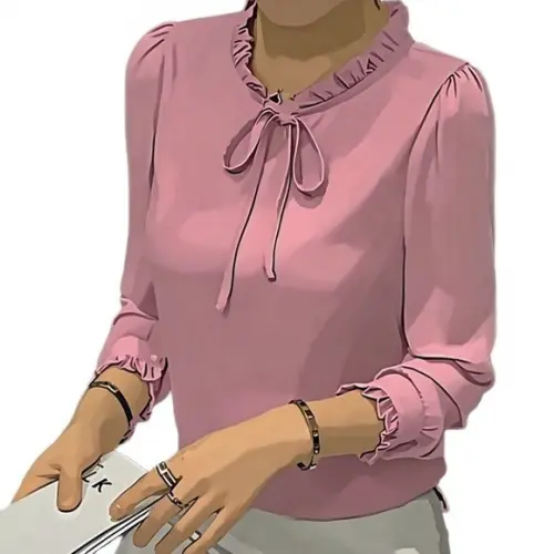 Molde Blusa Social Feminina com Babado na Gola P ao Gg