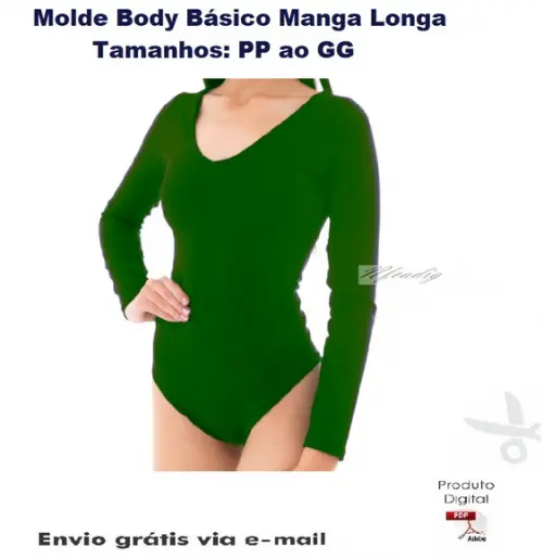 Molde Body Básico Manga Longa (PP ao GG) #291