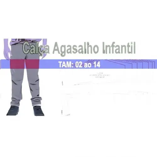 Molde Calça Agasalho Moletom Infantil 2 ao 14