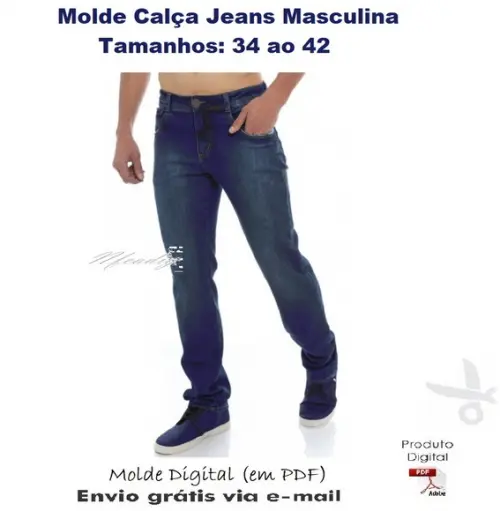 Molde Calça Jeans Masculina (34 ao 42) #380