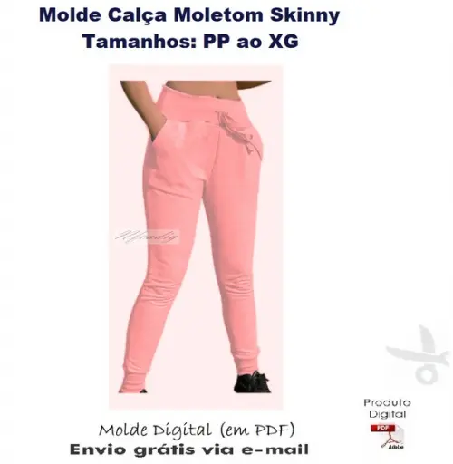 Molde Calça Moletom Skinny Feminina #303