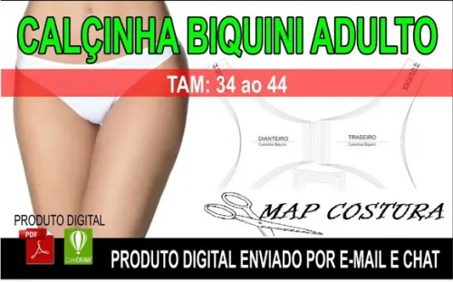 Molde Calcinha Biquini de Adulto