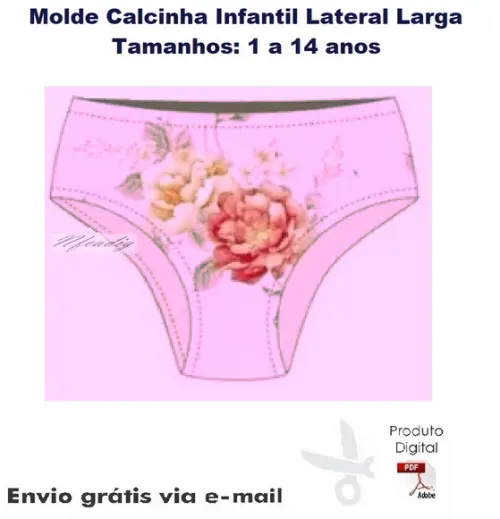 Molde Calcinha Infantil Lateral Larga Pdf ref 46