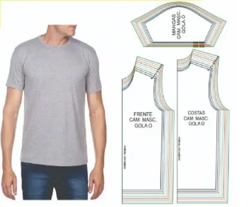Molde Camisa Gola O, Redonda,camiseta Careca Masculina