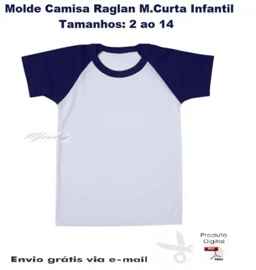 Molde Camisa Raglan Manga Curta Infantil Masculino #216
