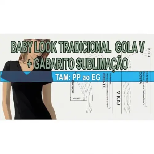 Molde Camiseta Baby Look Tradicional Gola V