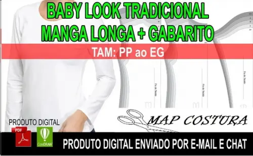 Molde Camiseta Babylook Feminina Manga Longa