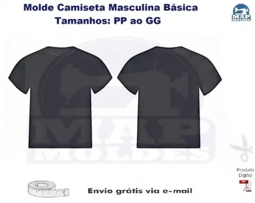 Molde Camiseta Básica Masculina - Tamanho Pp ao Gg