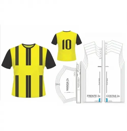 Molde Camiseta Futebol ( Pp ao Gg) + Gabarito Sublimação