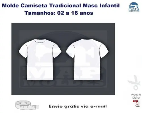 Molde Camiseta Gola Redonda Tradicional Masculina Infantil