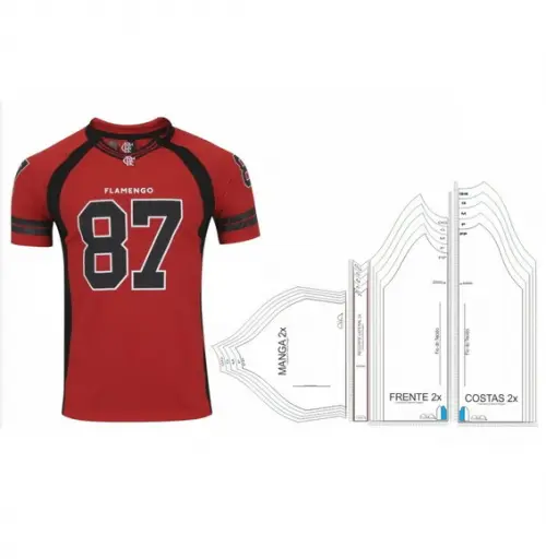 Molde Camiseta Futebol Raglan (pp ao Gg) Gabarito Sublimação