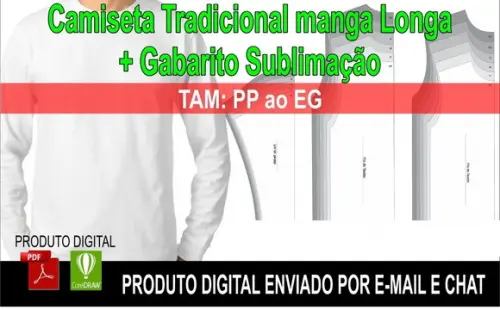 Molde Camiseta Manga Longa Tradicional