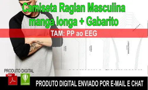 Molde Camiseta Masculina Raglan M. Longa + Gabarito