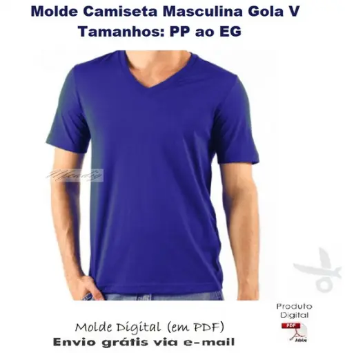 Molde Camiseta Masculina Trad Gola V #388