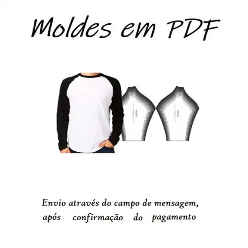 Molde Camiseta Masculina Raglan Manga Longa pdf Plus Size