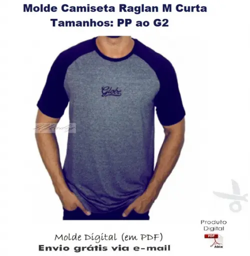 Molde Camiseta Raglan Manga Curta #390