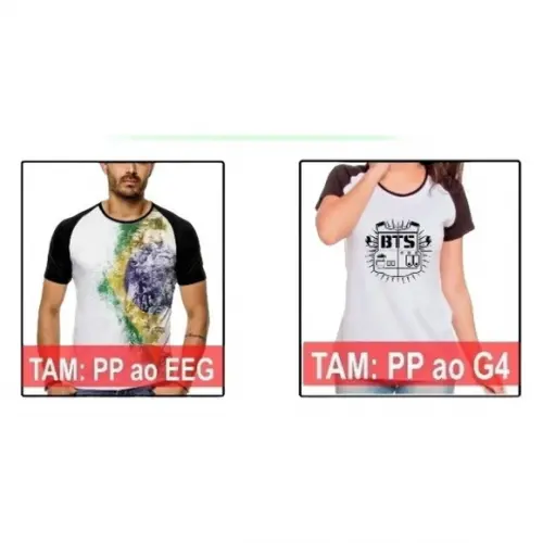 Molde Camiseta Raglan Masculina e Feminina