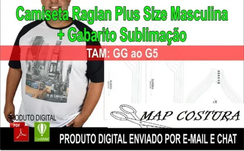 Molde Camiseta Raglan Masculina Plus Size