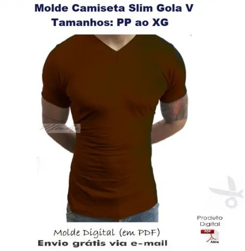 Molde Camiseta Slim Gola V (PP ao XG) #393